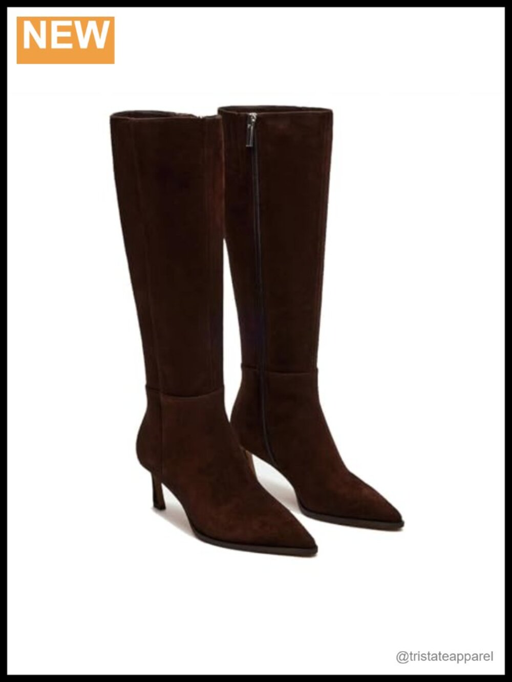 Knee High Boots for Women, Kitten Heel, Pointed Toe, Side Zipper, Synthetic